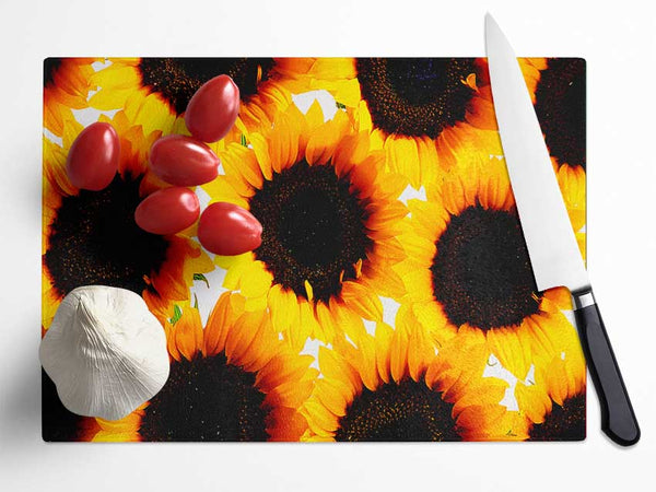 Sunflower Galore Glass Chopping Board