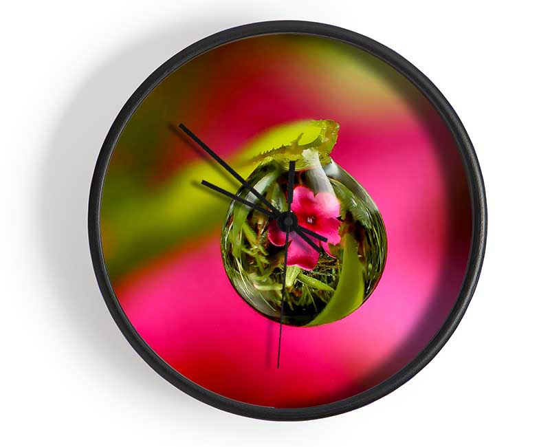 Reflection Of A Pink Flower Clock - Wallart-Direct UK