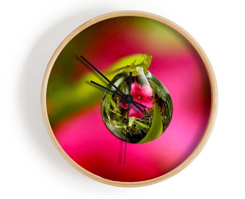 Reflection Of A Pink Flower Clock - Wallart-Direct UK