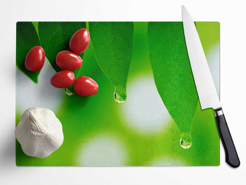 Trio Dewdrop Leaf Glass Chopping Board