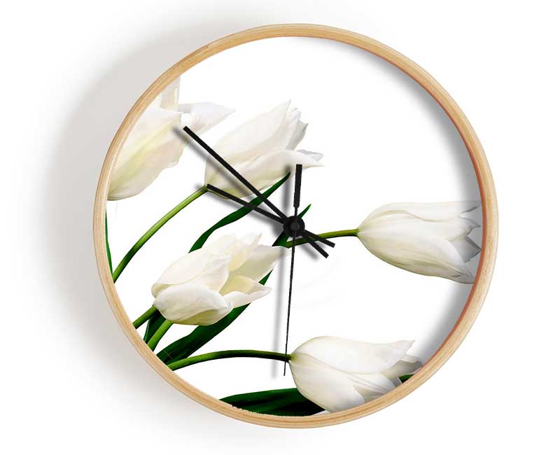 White Tulip Quad Clock - Wallart-Direct UK