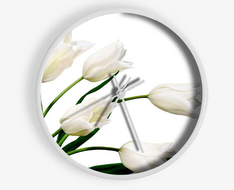 White Tulip Quad Clock - Wallart-Direct UK