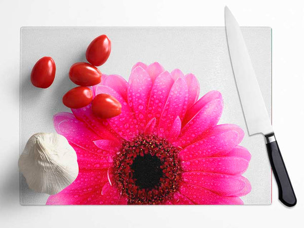 Pink Petal Dew Drop Gerbera Glass Chopping Board