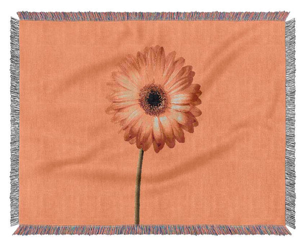 Orange Gerbera On Yellow Woven Blanket