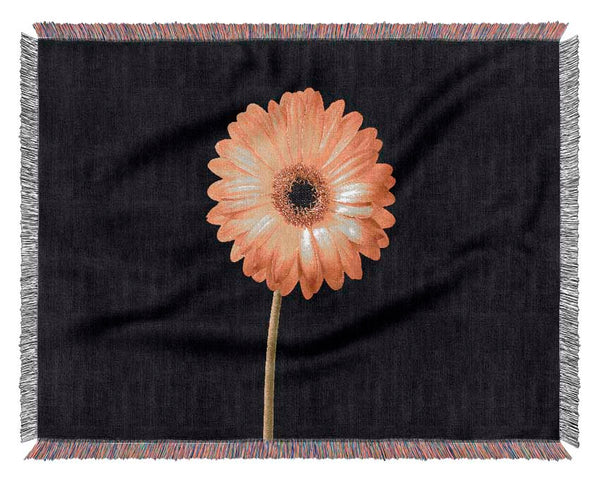 Orange Gerbera On Black Woven Blanket