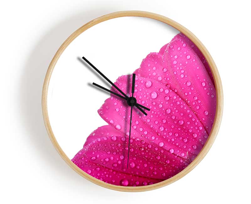 Pink Dewdrop Petals Clock - Wallart-Direct UK