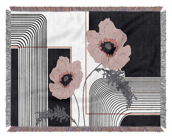 Pink Poppy Stripes Woven Blanket