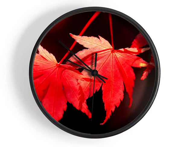 Winter Red Leaves Clock - Wallart-Direct UK