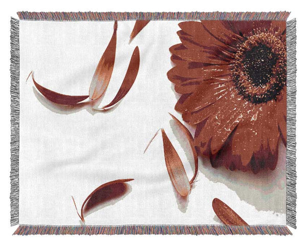 Red Gerbera Fallen Petals Woven Blanket