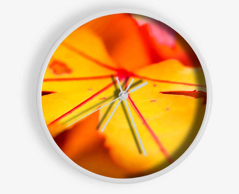 Orange Winter Leaf Clock - Wallart-Direct UK