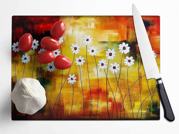 Daisy Whites Glass Chopping Board