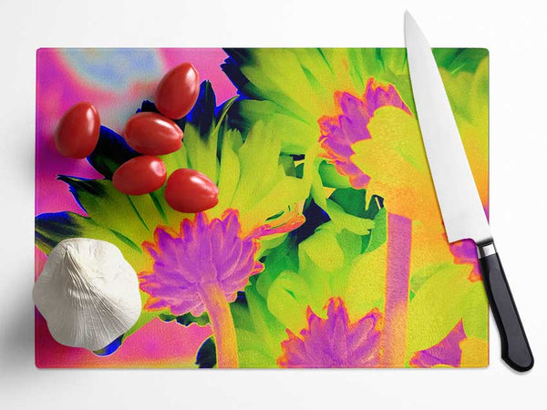 Psychedelic Petals Glass Chopping Board