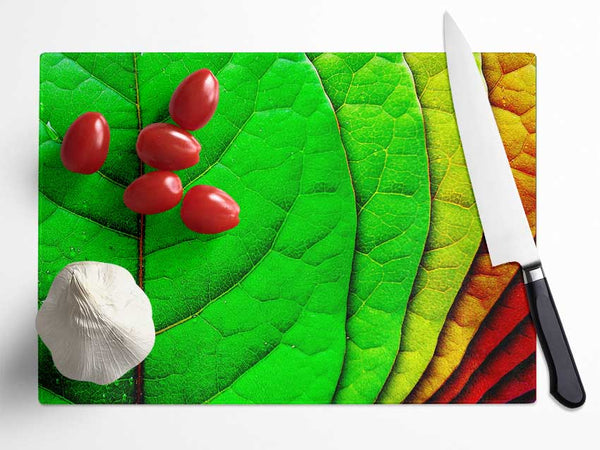 Colour Of Leaves Glass Chopping Board