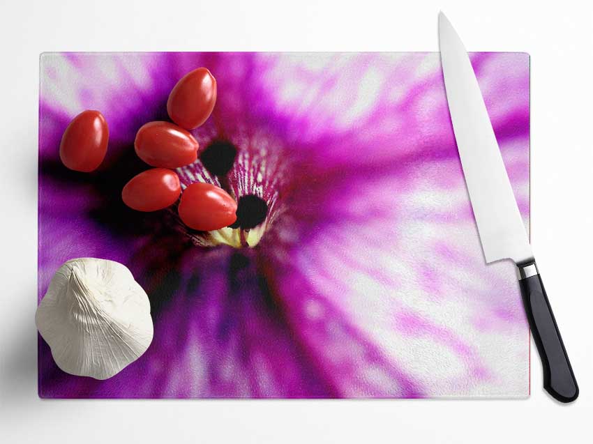 Stunning Cerise Centre Glass Chopping Board