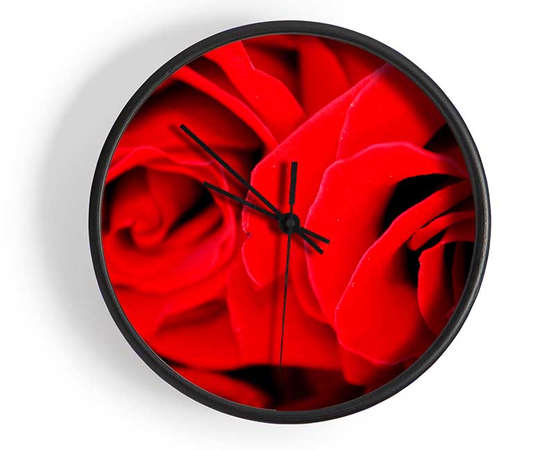 Red Rose Close-Up Twins Clock - Wallart-Direct UK