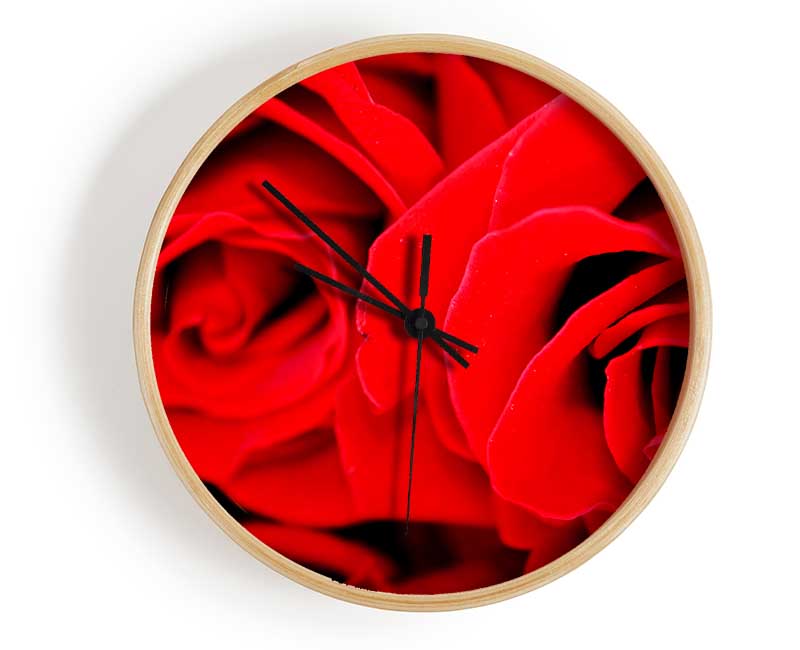 Red Rose Close-Up Twins Clock - Wallart-Direct UK