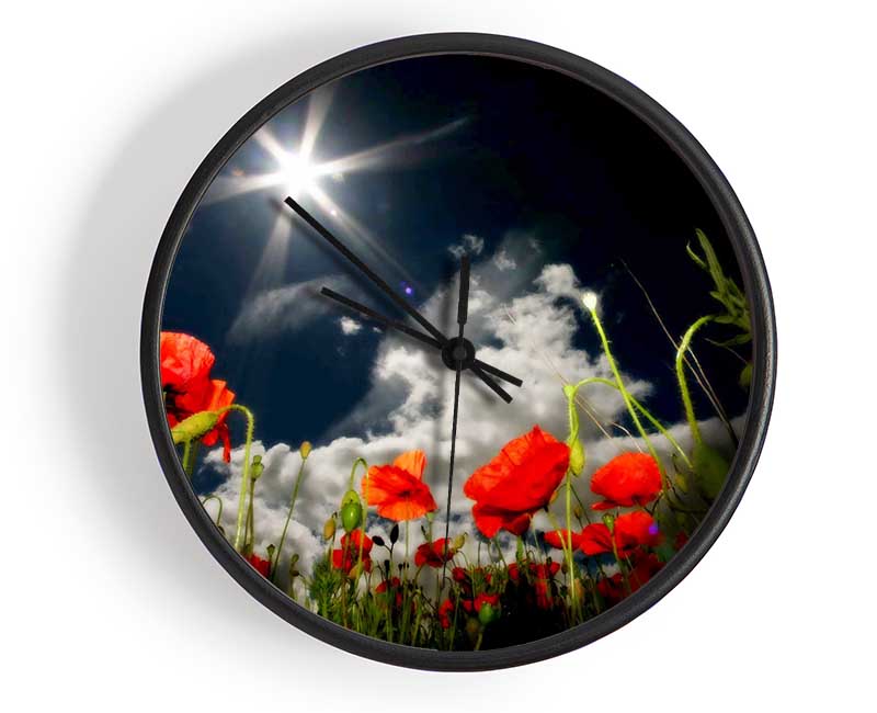 Poppy Field Sun Star Clock - Wallart-Direct UK