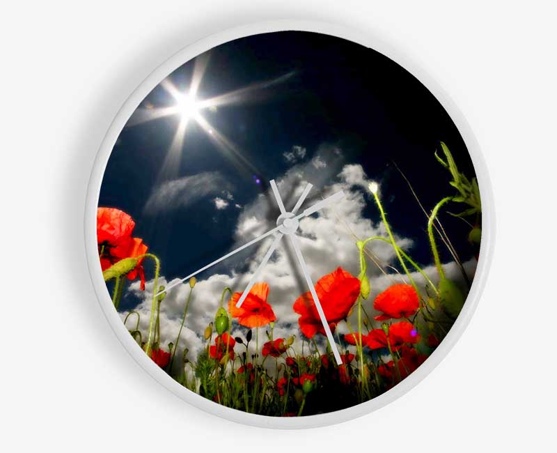 Poppy Field Sun Star Clock - Wallart-Direct UK