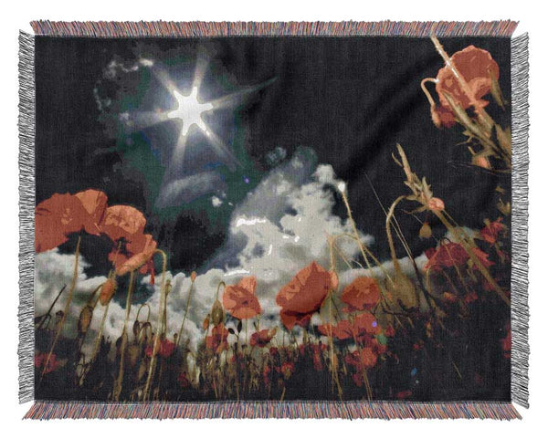 Poppy Field Sun Star Woven Blanket