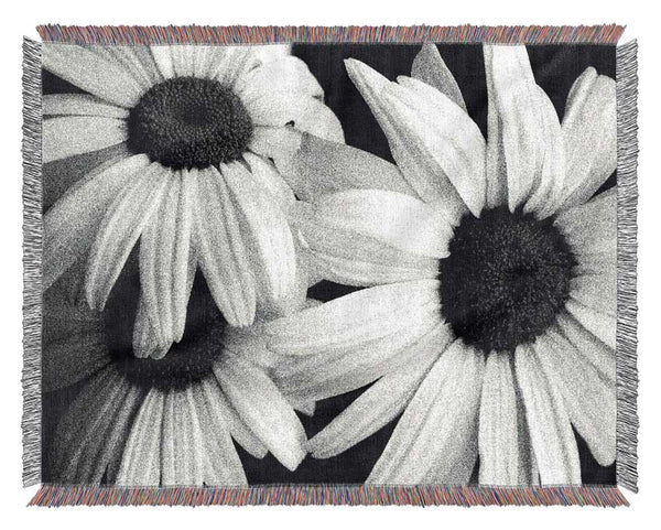 Daisy Petal Beauty B n W Woven Blanket