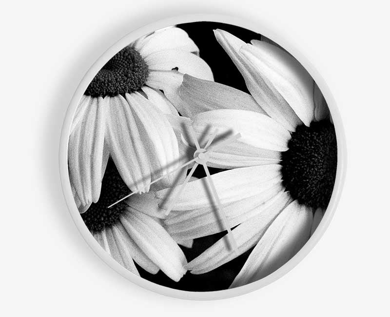 Daisy Petal Beauty B n W Clock - Wallart-Direct UK