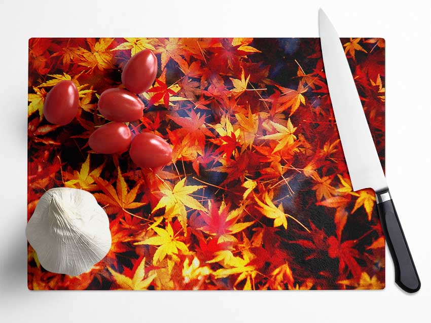 Autumn Spray Glass Chopping Board