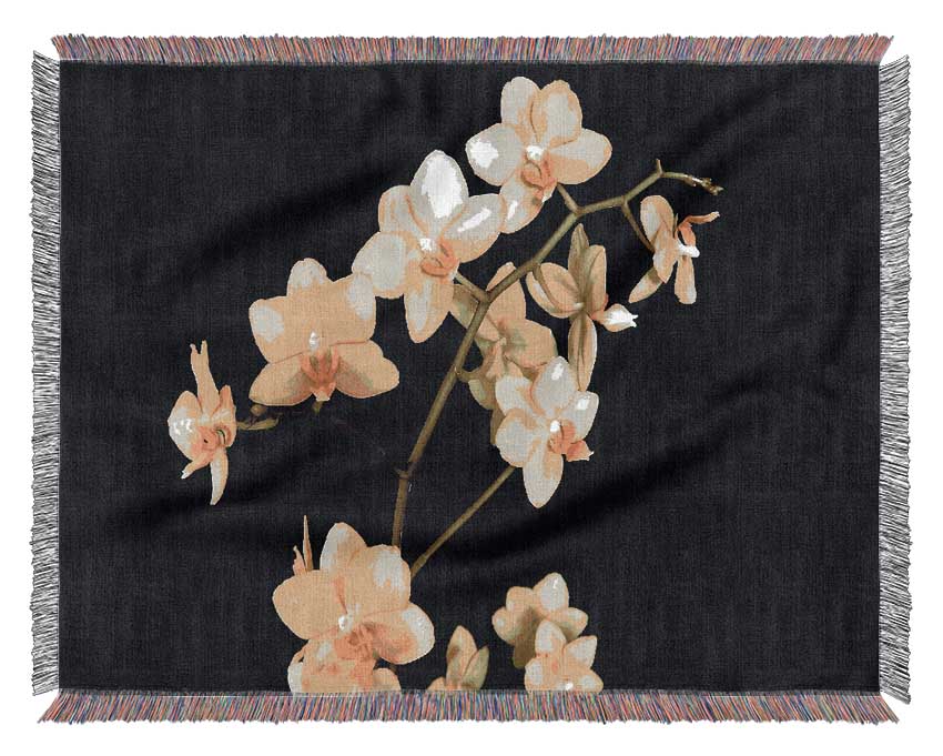 Yellow Star Flowers On Black Woven Blanket