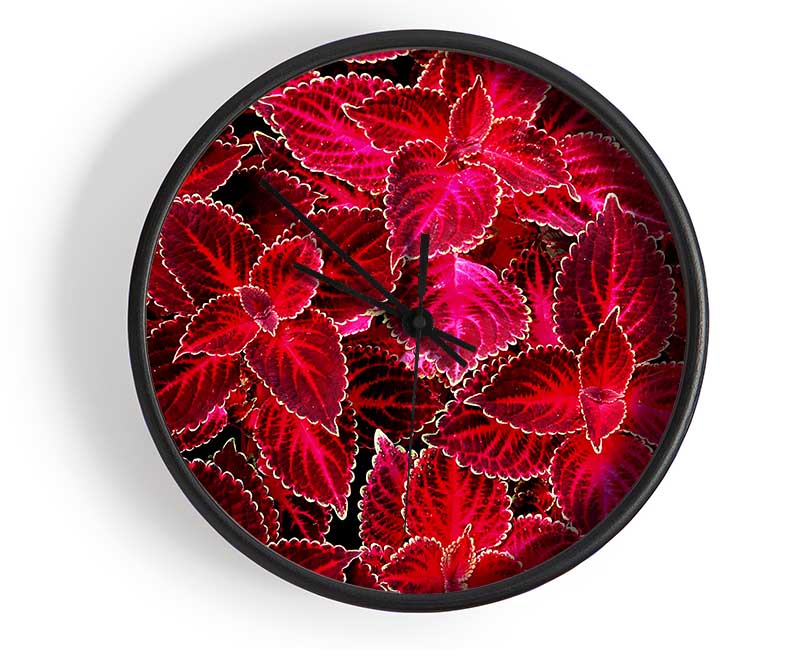 Deep Red Autumn Leaves Clock - Wallart-Direct UK