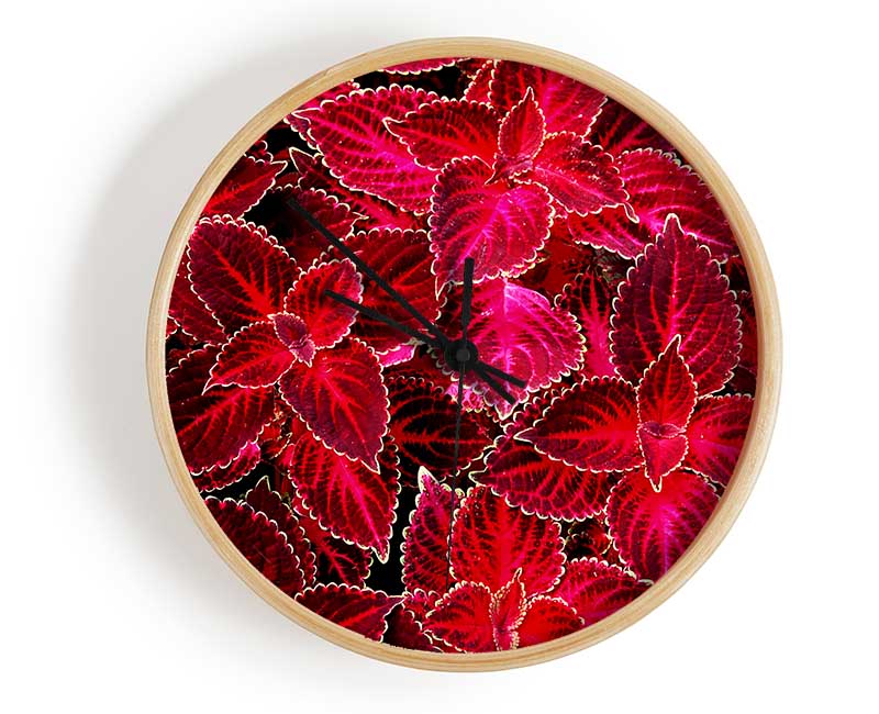 Deep Red Autumn Leaves Clock - Wallart-Direct UK