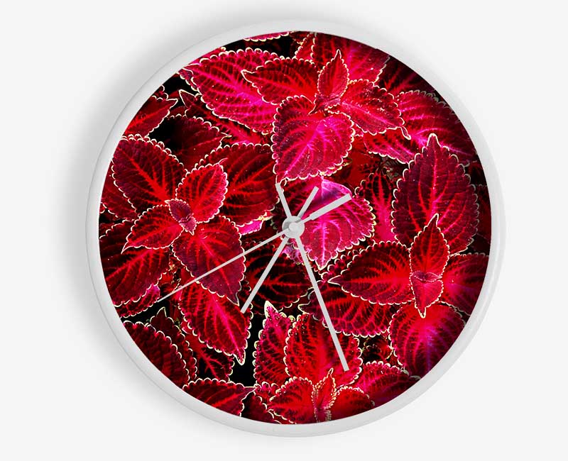 Deep Red Autumn Leaves Clock - Wallart-Direct UK