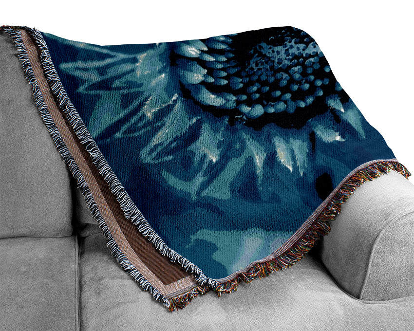 Blue Sunflower Woven Blanket