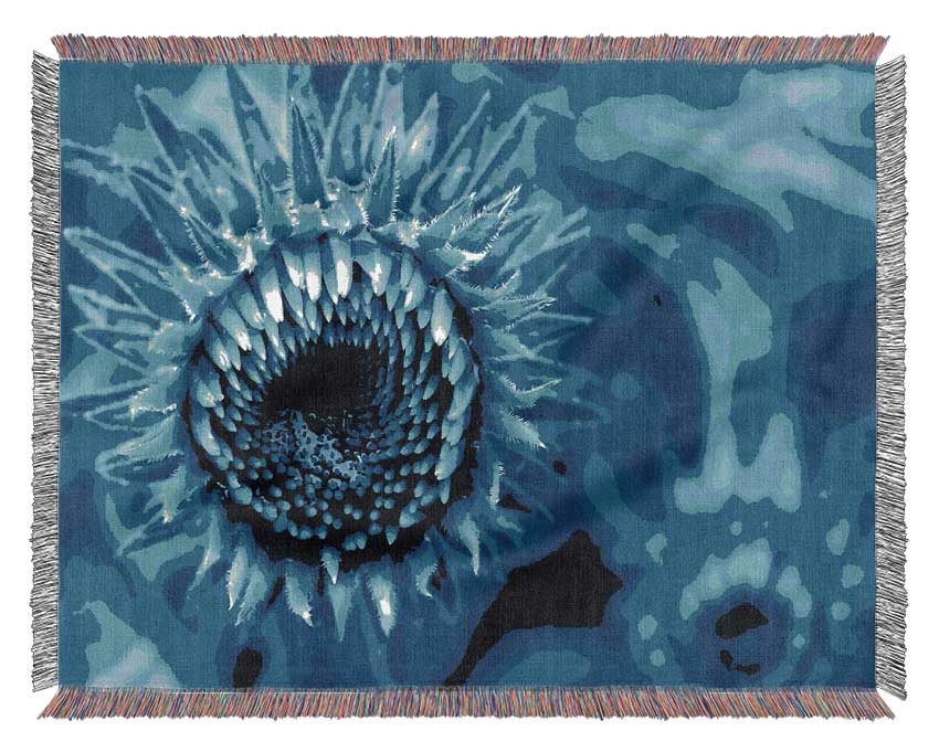 Blue Sunflower Woven Blanket