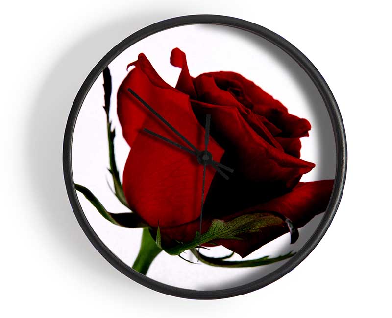 Single Red Rose Clock - Wallart-Direct UK