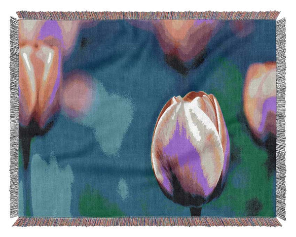 Pink Tulip Field Woven Blanket