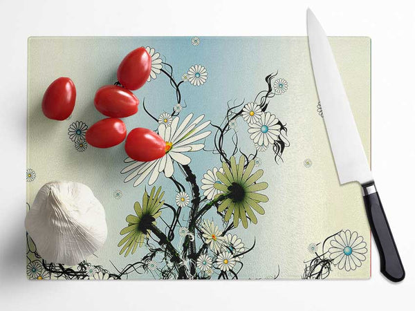 Daisy Chain Skies Glass Chopping Board