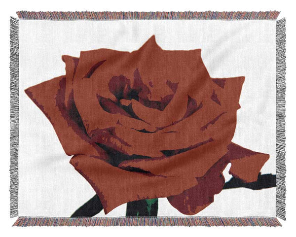 Red Rose In Bloom Woven Blanket