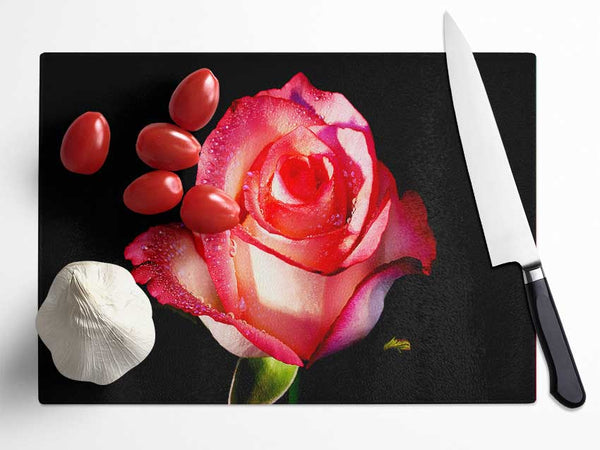 Pink Passion Rose Glass Chopping Board