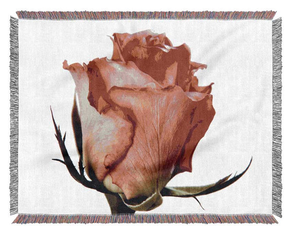 Single Pink Rose Woven Blanket