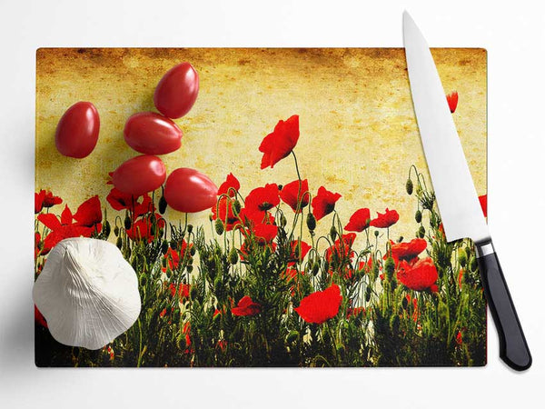 Poppy Field Golden Skys Glass Chopping Board