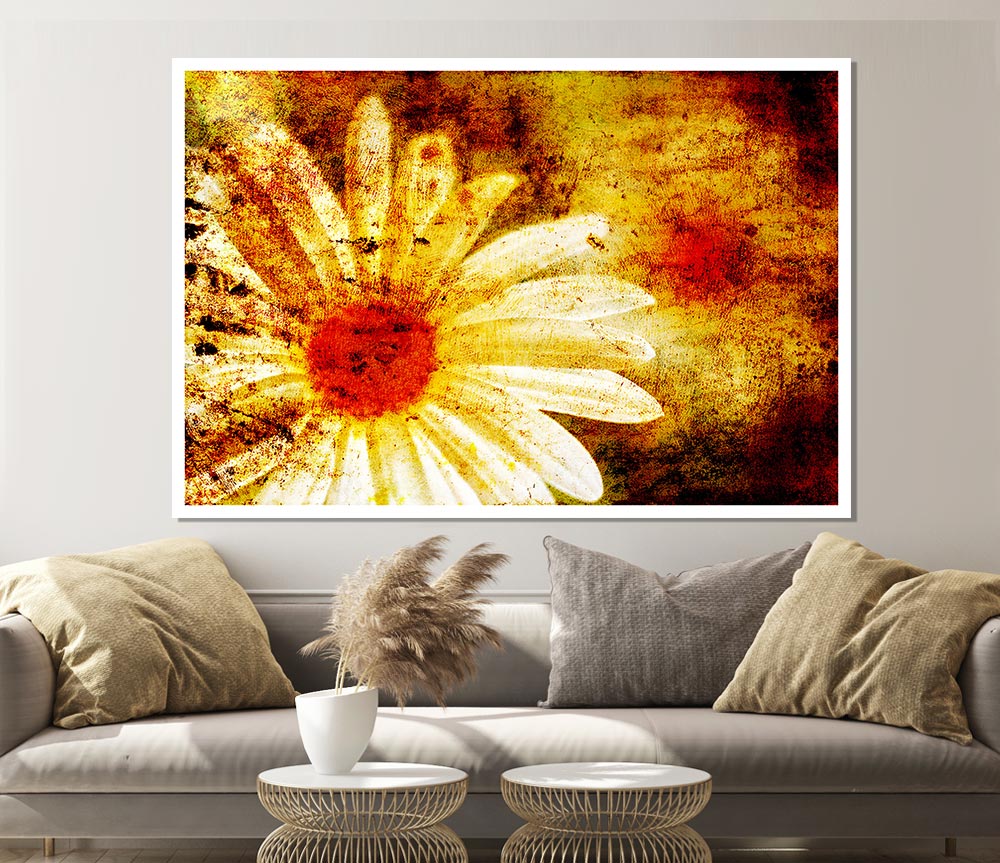 Yellow Daisy Splash Print Poster Wall Art