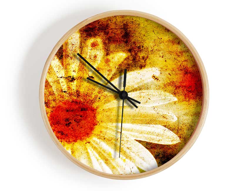 Yellow Daisy Splash Clock - Wallart-Direct UK