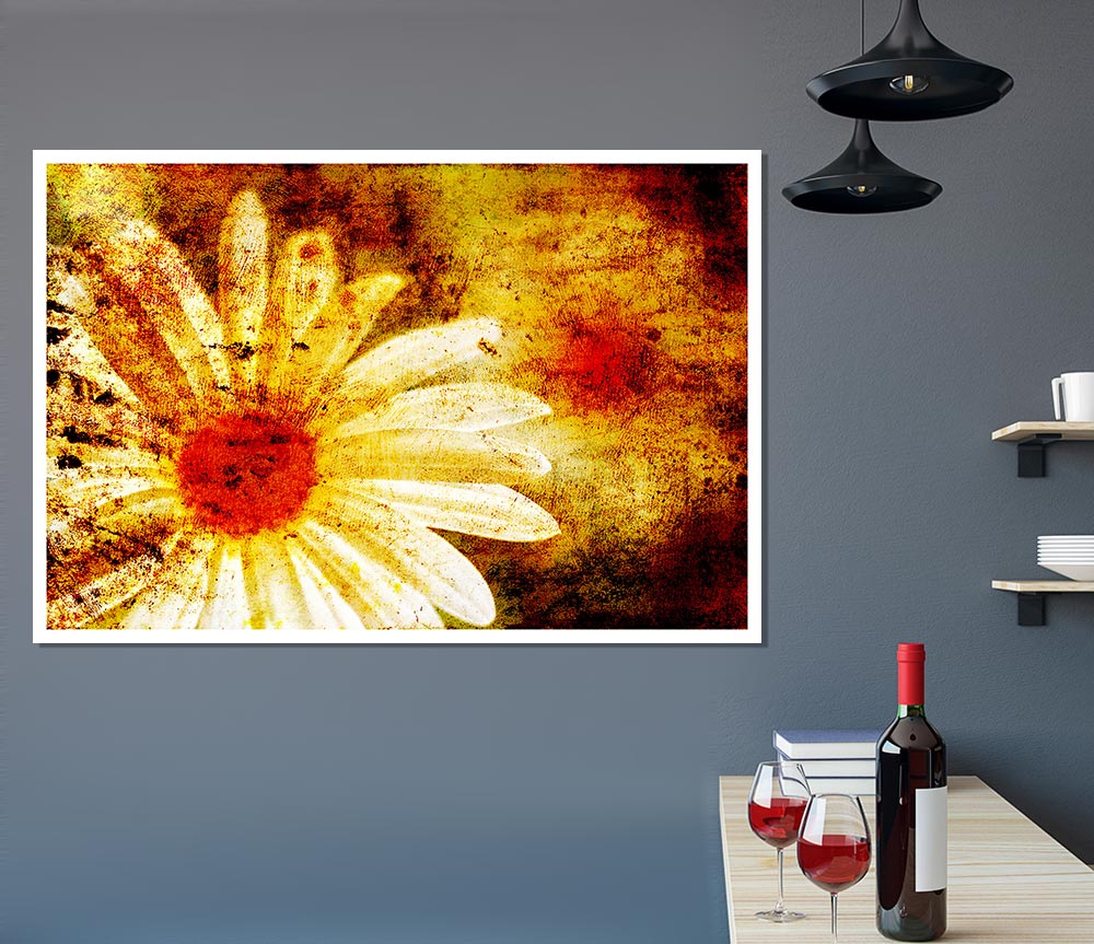 Yellow Daisy Splash Print Poster Wall Art