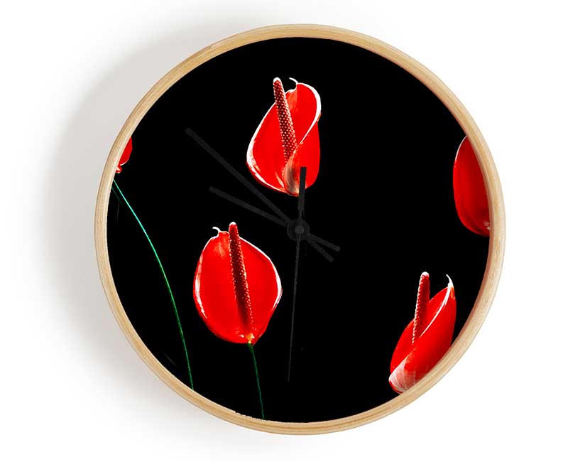 Beatiful Red Night Flowers Clock - Wallart-Direct UK