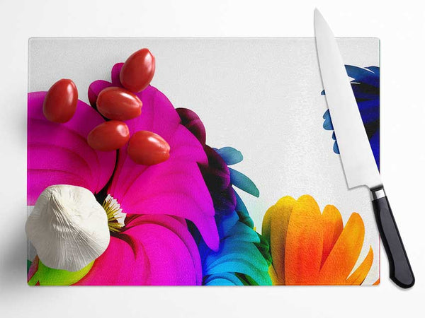 Colourful Vibrant Petals Glass Chopping Board