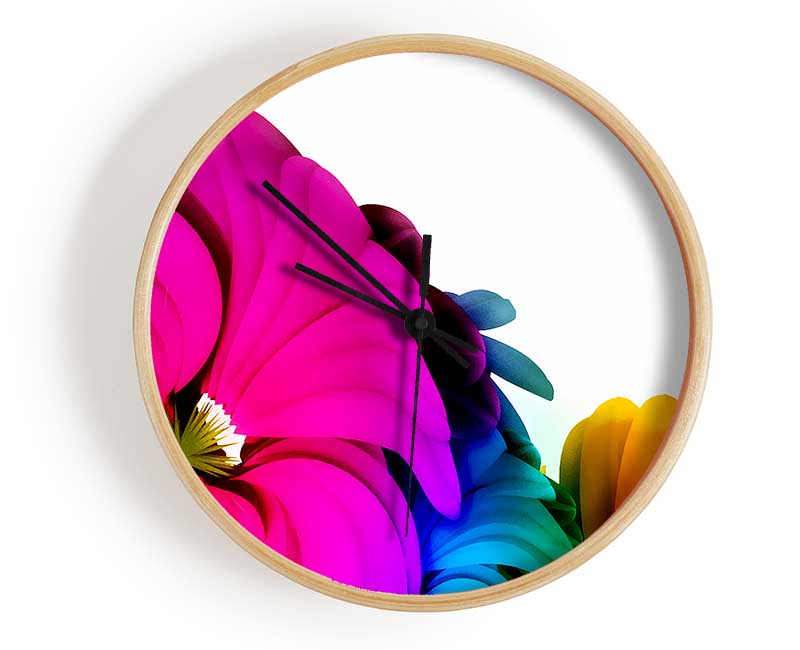 Colourful Vibrant Petals Clock - Wallart-Direct UK