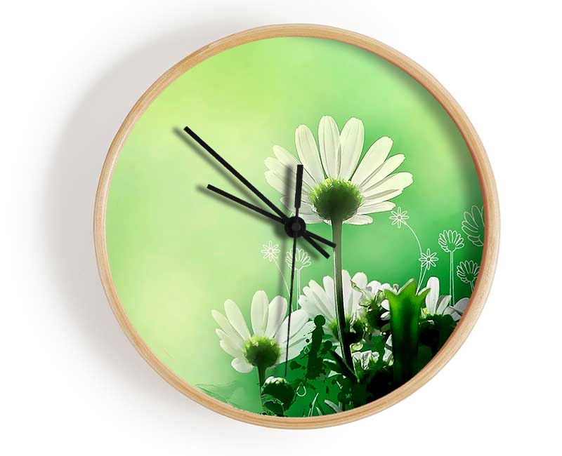 Green Flower Parade Clock - Wallart-Direct UK