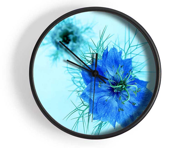 Blue On Blue Flower Clock - Wallart-Direct UK