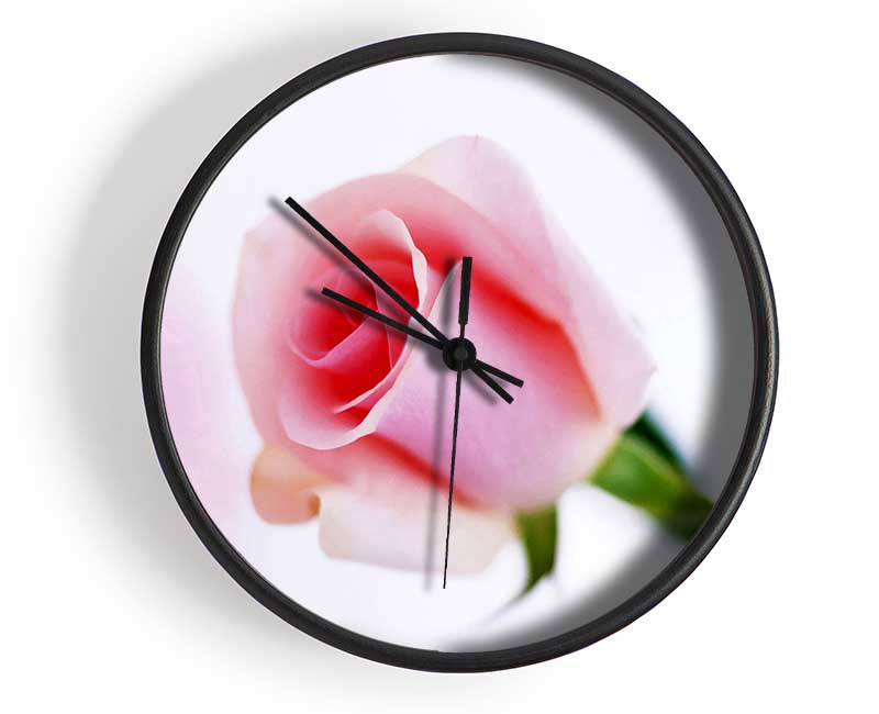 Single Pink Rose Bud Clock - Wallart-Direct UK