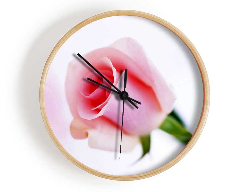 Single Pink Rose Bud Clock - Wallart-Direct UK