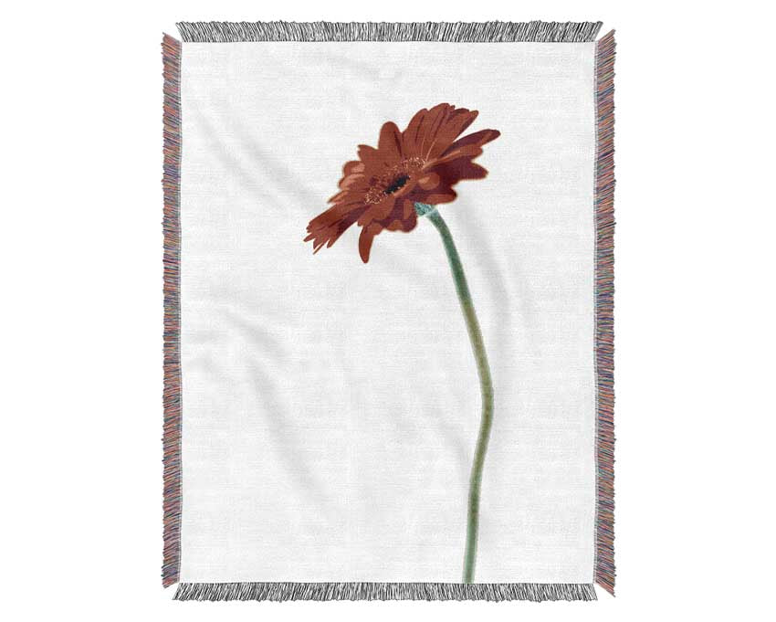 Single Red Gerbera Woven Blanket